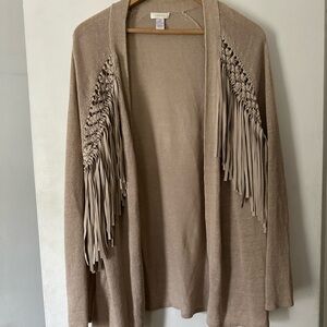 Chico's Women's Tan Fringe Sweater